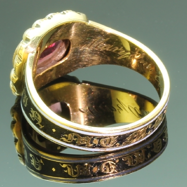 Gold Georgian antique mourning ring in memory of Mary Ann Edmonds 1806-1822 (image 14 of 20)